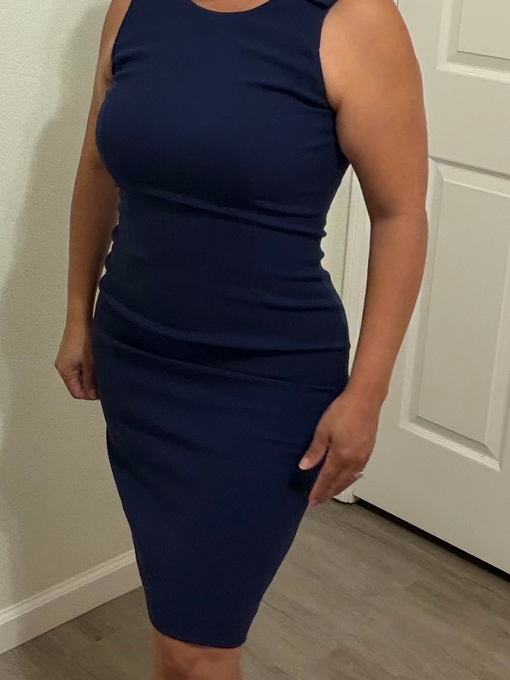 Boss Navy Sleeveless Sheath Dress